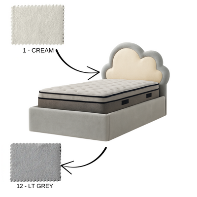 Cloud Dreamer Kids Bed with Two-Tone In Light Grey & Cream
