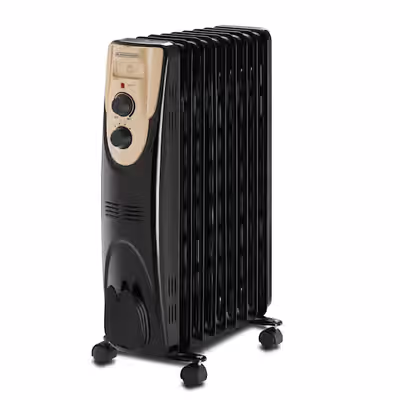 BLACK+DECKER Oil Radiator, 9 Fins,2000W Fan Forced Heating, 3-Heat Settings, 20 Sq.m Area Coverage, Thermo Control, Anti-Freeze Function, Safety Tipover Switch, Caster Wheels, Cord Wrap, Black - OR090D-B5