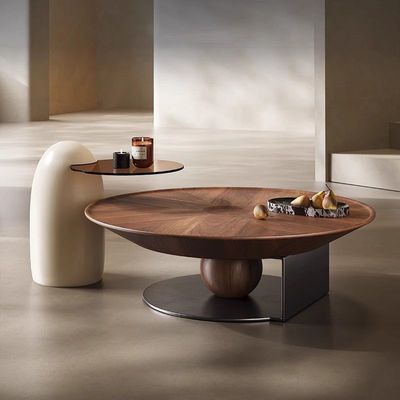 Modern Round Coffee Table Set, Walnut Wood, Nesting Table Set for Living room, Office, Home Furniture.