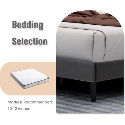 Modern Rectangular Velvet Upholstery Bed with Soft Wingback Headboard Dark Grey (Super King)