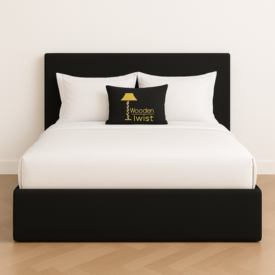 Dnbeu Hydraulic Storage Bed In Soft Fabric Black (Super King)