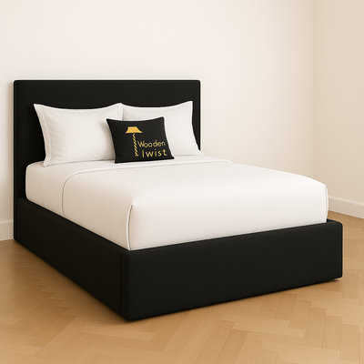 Dnbeu Hydraulic Storage Bed In Soft Fabric Black (Super King)