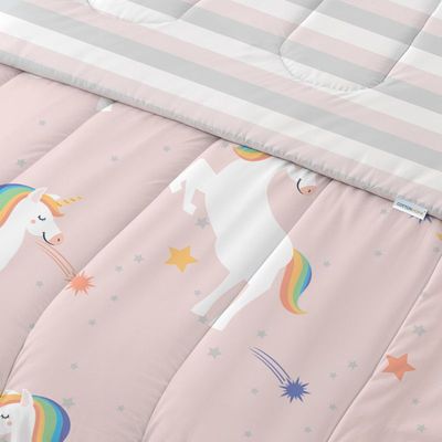Cotton Home Premium Cotton 3PC Kids Comforter Set Includes 1PC Comforter 135x220cm ,1PC Fitted Sheet  90x200cm, and 1PC Pillowsham 50x75+5cm , Unicorn 