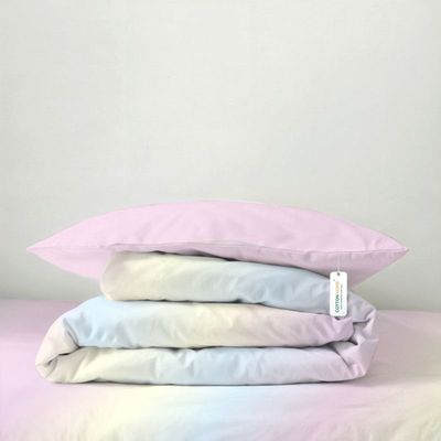Cotton Home Premium Cotton 4PC Adult Comforter  Set Includes 1PC Comforter 160x220cm ,1 Fitted Sheet  120x200cm, and 2 Pillowsham 50x75+5cm , Gradient Glow  
