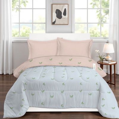 Cotton Home Premium Cotton 4PC Adult Comforter  Set Includes 1PC Comforter 160x220cm ,1 Fitted Sheet  120x200cm, and 2 Pillowsham 50x75+5cm , Tropical Breeze 