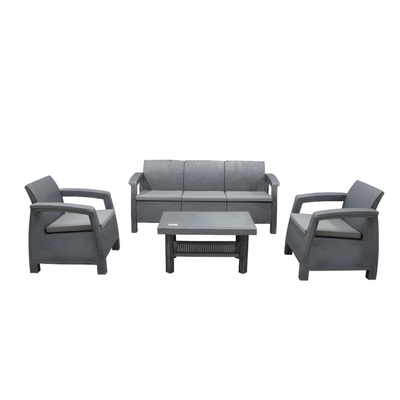 Havana Outdoor 5-Seater Sofa Set – Silver with Grey Cushions