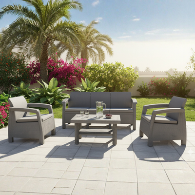 Havana Outdoor 5-Seater Sofa Set – Silver with Grey Cushions
