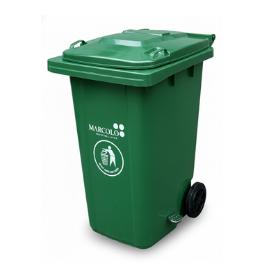240L Side Pedal Dustbin – Heavy-Duty Outdoor Waste Bin with Wheels – UV & Weather Resistant – HDPE Plastic (Green)