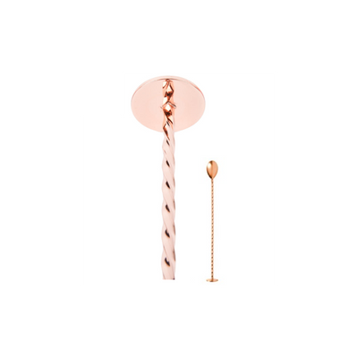Copper Platted Bar Spoon with Muddler, (11"/30 cm)