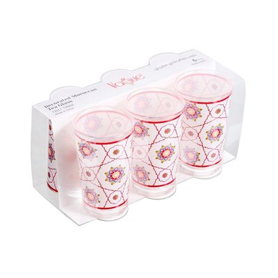 Moroccan Elegant Red Motif Tea Glass Set of 6 Pcs (120 ml)