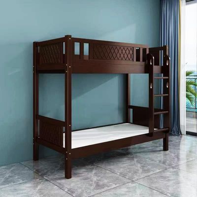 Luxury Bunk Bed | Solid Wooden Kids Bedframe with Stairs | Space Saving Ladder Bunk Bed | Bedroom Furniture (Brown)