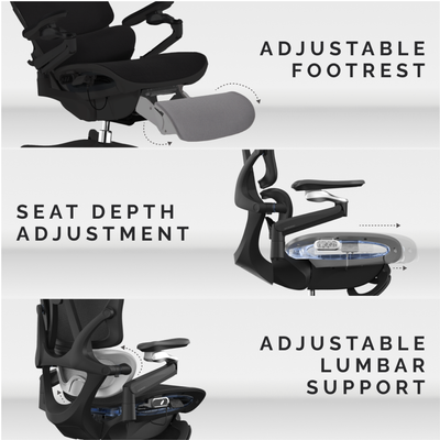 Ergonomic Office Chair - High-Back Mesh Design, 8D Armrests, Adjustable Lumbar Support & Footrest, One-Touch Zero Gravity Recline Technology - Executive Comfort for Long Work Hours