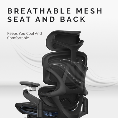 Ergonomic Office Chair - High-Back Mesh Design, 8D Armrests, Adjustable Lumbar Support & Footrest, One-Touch Zero Gravity Recline Technology - Executive Comfort for Long Work Hours