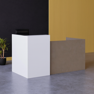Modern Front Desk | Premium Office Counter Table | Reception Desk for Office, Hotels, Restaurants, Apartment Furniture (White)
