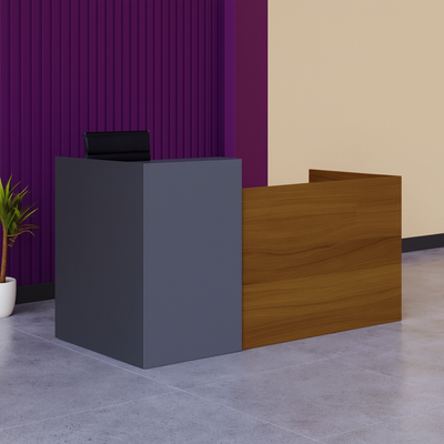 Modern Front Desk | Premium Office Counter Table | Reception Desk for Office, Hotels, Restaurants, Apartment Furniture (Grey)
