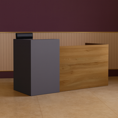 Modern Front Desk | Premium Office Counter Table | Reception Desk for Office, Hotels, Restaurants, Apartment Furniture (Dust Grey)
