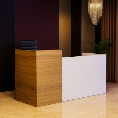 Modern Front Desk | Premium Office Counter Table | Reception Desk for Office, Hotels, Restaurants, Apartment Furniture (Coco White)
