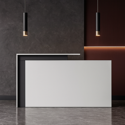 Luxury Front Desk | Elegant Office Counter Table | Space-Saving Reception Desk for Office, Hotels, Restaurants, Apartment Furniture (White)