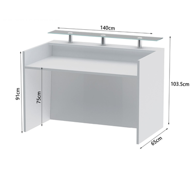 Executive Front Desk | Premium Modern Reception Desk Counter for Elegant Office & Luxury Hotel Furniture (White)