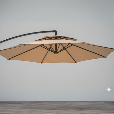 Azure Cantilever Offset Patio Outdoor Umbrella with Rotating Handle Stylish UV-Resistant Canopy (Brown)
