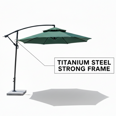 Azure Cantilever Offset Patio Outdoor Umbrella with Rotating Handle Stylish UV-Resistant Canopy (Green)
