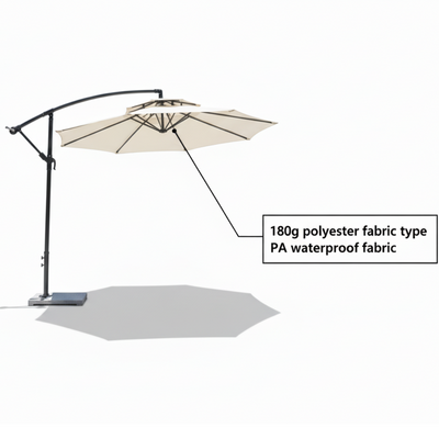 Azure Cantilever Offset Patio Outdoor Umbrella with Rotating Handle Stylish UV-Resistant Canopy (White)