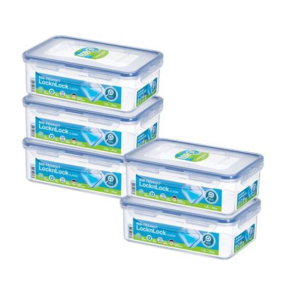 LocknLock 1L Rectangular Food Container (Pack of 5) – Airtight, BPA-Free, Microwave, Freezer, and Dishwasher Safe LocknLock 1L Rectangular Food Container (Pack of 5) – Airtight, BPA-Free, Microwave, Freezer, and Dishwasher Safe