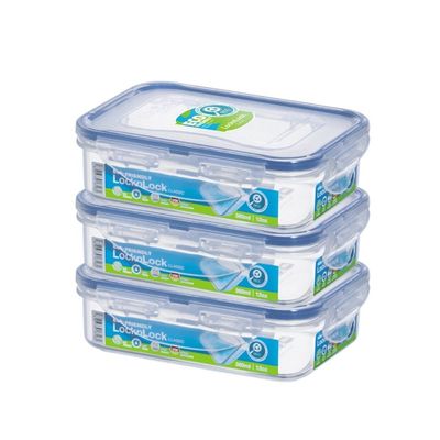 LocknLock 360ml Rectangular Food Container (Pack of 3) – Airtight, BPA-Free, Microwave, Freezer & Dishwasher Safe LocknLock 360ml Rectangular Food Container (Pack of 3) – Airtight, BPA-Free, Microwave, Freezer & Dishwasher Safe