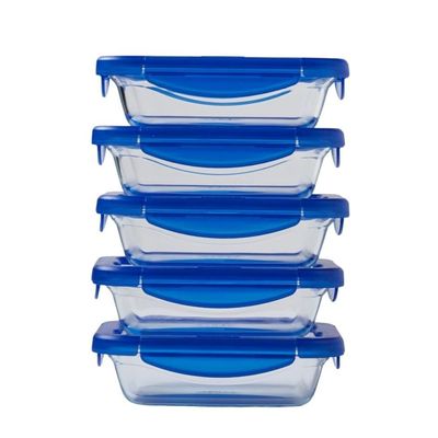 Pyrex Cook&Go 5-Piece Set Rectangular Food Storage with Airtight Lid, 800ml – Oven, Freezer & Microwave Safe Borosilicate Glass Pyrex Cook&Go 5-Piece Set Rectangular Food Storage with Airtight Lid, 800ml – Oven, Freezer & Microwave Safe Borosilicate Glass