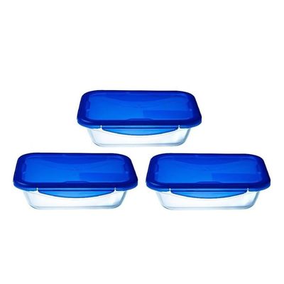 Pyrex Cook&Go 3-Piece Set Rectangular Food Storage with Airtight Lid, 800ml – Oven, Freezer & Microwave Safe Borosilicate Glass Pyrex Cook&Go 3-Piece Set Rectangular Food Storage with Airtight Lid, 800ml – Oven, Freezer & Microwave Safe Borosilicate Glass