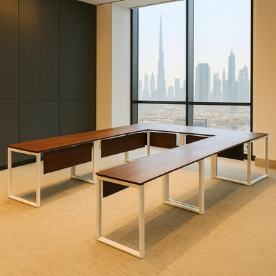 Karnak Luxury U Shape Office Conference Table | Project Table | Wooden Board Table | Board Table for Office, Restaurants, Hotels, Furniture (Apple Cherry)