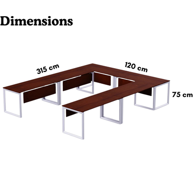 Karnak Luxury U Shape Office Conference Table | Project Table | Wooden Board Table | Board Table for Office, Restaurants, Hotels, Furniture (Apple Cherry)