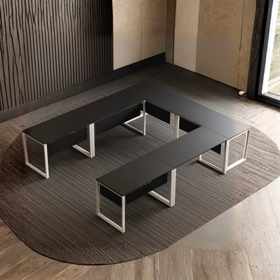 Karnak Luxury U Shape Office Conference Table | Project Table | Wooden Board Table | Board Table for Office, Restaurants, Hotels, Furniture (Black)