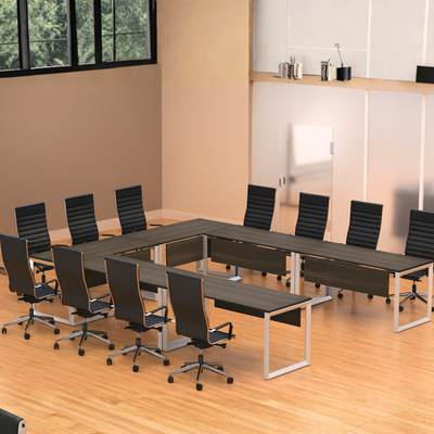 Karnak Luxury U Shape Office Conference Table | Project Table | Wooden Board Table | Board Table for Office, Restaurants, Hotels, Furniture (Brown)