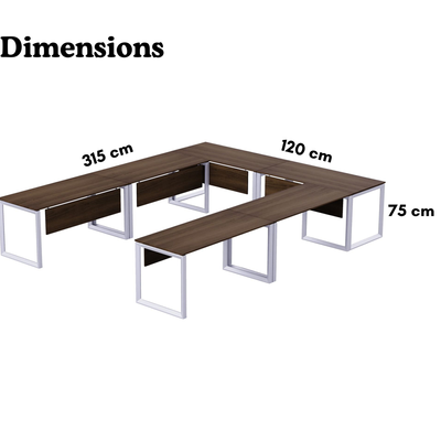 Karnak Luxury U Shape Office Conference Table | Project Table | Wooden Board Table | Board Table for Office, Restaurants, Hotels, Furniture (Brown)