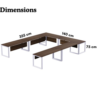 Karnak Luxury U Shape Office Conference Table | Project Table | Wooden Board Table | Board Table for Office, Restaurants, Hotels, Furniture (Brown)