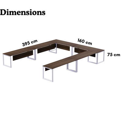 Karnak Luxury U Shape Office Conference Table | Project Table | Wooden Board Table | Board Table for Office, Restaurants, Hotels, Furniture (Brown)