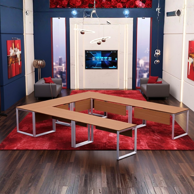 Karnak Luxury U Shape Office Conference Table | Project Table | Wooden Board Table | Council table for Office, Restaurants, Hotels, Furniture (Light Walnut ) Karnak Luxury U Shape Office Conference Table | Project Table | Wooden Board Table | Council table for Office, Restaurants, Hotels, Furniture (Light Walnut )