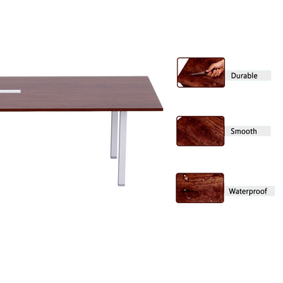 Karnak Executive Collaboration Table | Office Conference Table | Discussion Table | Wooden Board Table | Meeting Table for Office, Restaurants, Hotels, Furniture (Red)