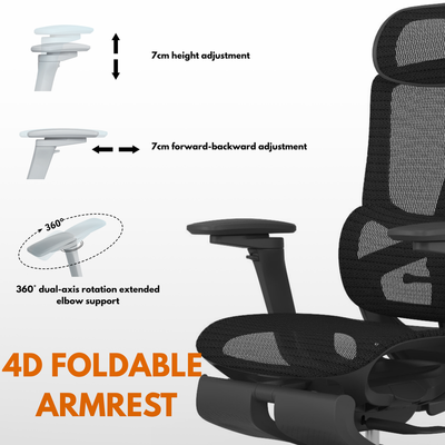 Skyland Ergonomic Office Chair - High-Back Mesh Design, 8D Armrests, Adjustable Lumbar Support & Footrest, One-Touch Zero Gravity Recline Technology - Executive Comfort for Long Work Hours (Black)