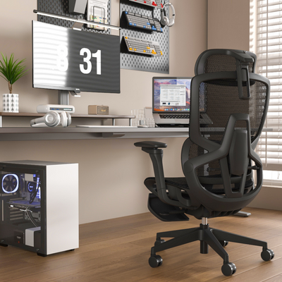 Skyland Ergonomic Office Chair - High-Back Mesh Design, 8D Armrests, Adjustable Lumbar Support & Footrest, One-Touch Zero Gravity Recline Technology - Executive Comfort for Long Work Hours (Black)