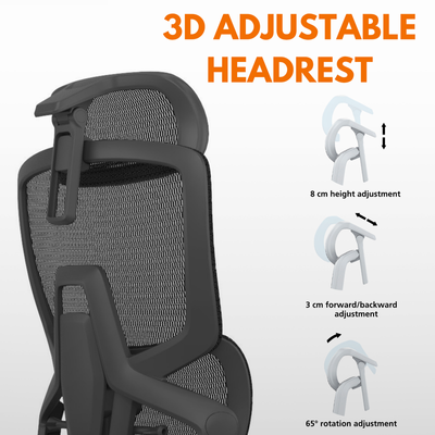 Skyland Ergonomic Office Chair - High-Back Mesh Design, 8D Armrests, Adjustable Lumbar Support & Footrest, One-Touch Zero Gravity Recline Technology - Executive Comfort for Long Work Hours (Black)