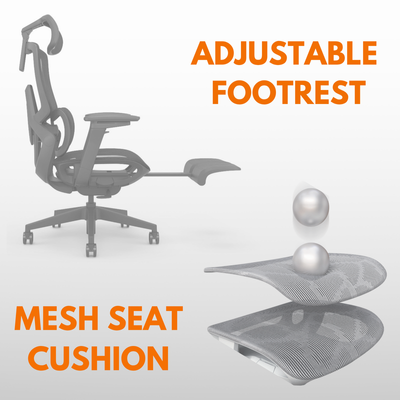 Skyland Ergonomic Office Chair - High-Back Mesh Design, 8D Armrests, Adjustable Lumbar Support & Footrest, One-Touch Zero Gravity Recline Technology - Executive Comfort for Long Work Hours (Grey)