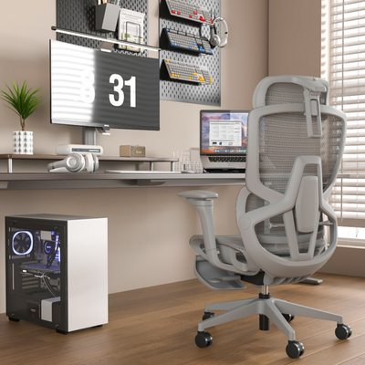 Skyland Ergonomic Office Chair - High-Back Mesh Design, 8D Armrests, Adjustable Lumbar Support & Footrest, One-Touch Zero Gravity Recline Technology - Executive Comfort for Long Work Hours (Grey)