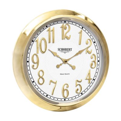 Metal Big Wall Clock 5124GN 50cm, Non Ticking, Battery Operated Quartz , Italian Design, 3D Numerals / Clock for Living Room Kitchen Bedroom