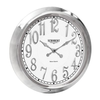 Metal Big Wall Clock  5124NB 50cm, Italian Design  Non Ticking, Battery Operated Quartz Clock for Living Room Kitchen Bedroom