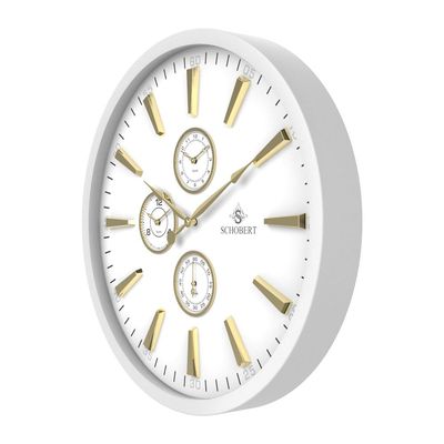 Metal Big Wall Clock 5310WN 50cm,white/gold, Italian Design   Non Ticking, Battery Operated Quartz Clock for Living Room Kitchen Bedroom / 3Time Zone Clock Metal Big Wall Clock 5310WN 50cm,white/gold, Italian Design   Non Ticking, Battery Operated Quartz Clock for Living Room Kitchen Bedroom / 3Time Zone Clock