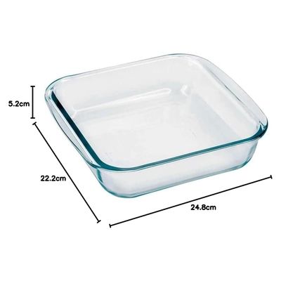 MARINEX Medium Square Glass Roaster 1.8L – Durable Heat-Resistant Bakeware Dish | Transparent Oven-Safe Roasting & Baking Tray