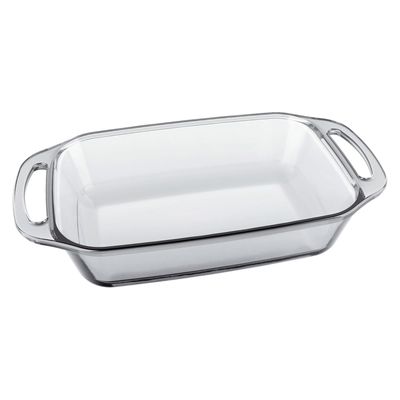 MARINEX Medium Rectangular Glass Roaster with Handle 2.7L – Durable Heat-Resistant Bakeware Dish | Transparent Oven-Safe