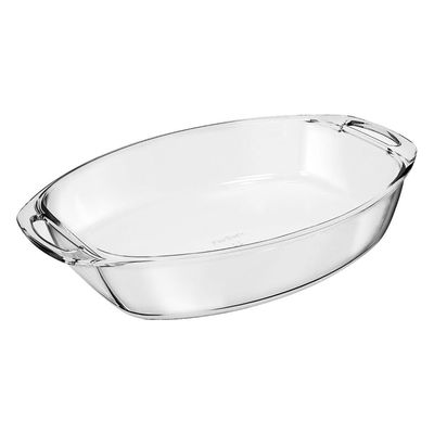MARINEX Medium Oval Glass Roaster with Handle 3.2L – Durable Heat-Resistant Bakeware Dish | Transparent Oven-Safe Roasting & Baking Tray with Easy-Grip Handles
